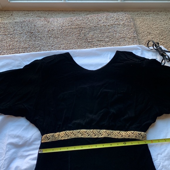 DATIANI BLACK VELVET GOLD BRAID 80’s HOLIDAY COCKTAIL DRESS,CHRISTMAS DRESS - Picture 10 of 12
